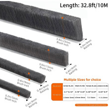 10M Draft Excluder for Doors Windows, 9mm(W) x 15mm(T) Brush Weather Stripping Tape Self-Adhesive Seal Strip, Black