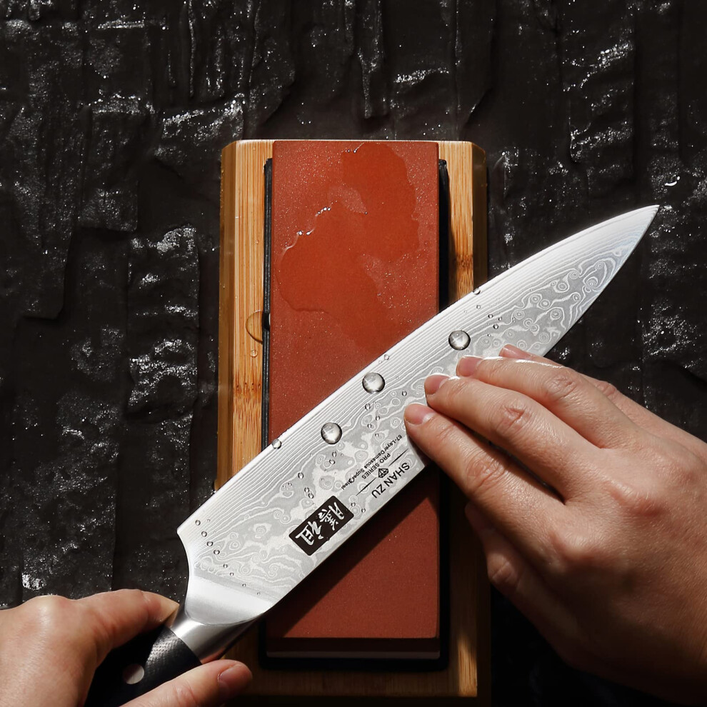 Shan Zu Sharpening Stone, Whetstone With Angle Guide Non-Slip Bamboo Base Grit 1000/6000 Knife Sharpeners, Professional 2-In-1 Wetstone 5001525712442