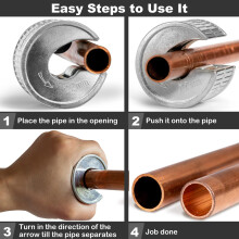 PLOWFAR Pipe Cutter 15mm and 22mm Set Copper Pipe Slice Tube Cutter Zinc Alloy Body with 2 Replacement Cutting Wheels