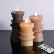 Bougies LED sans flamme avec télécommande Lot 5 Φ 3-6 pouces Marron 3 Tons — bougies décoratives artificielles