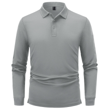 Polo para Hombre Manga Larga para Golf Estilo Táctico Elegante Ligero Gris XL — ropa outdoor hombre