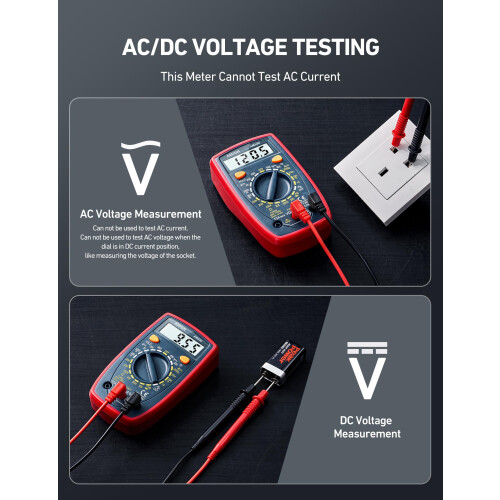 AstroAI Digital Multimeter with Backlit LCD, Portable Volt Meter Measures Voltage, Current, Resistance; Tests Continuity, Diode, Multi Tester with No 2