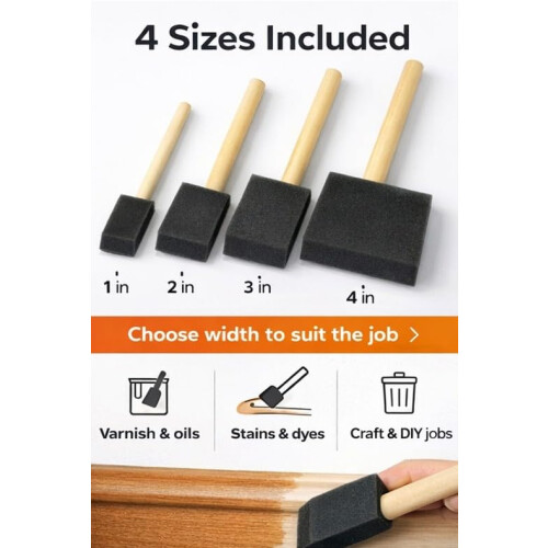 Rustins Rustins Poly Foam Brushes - Professional Grade Paint Applicators for Smooth Finishes 2