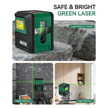 Nikotek Laser Level, Self-leveling Green Line Laser With Horizontal and Vertical Lines for Construction and Picture Hanging, Battery Included