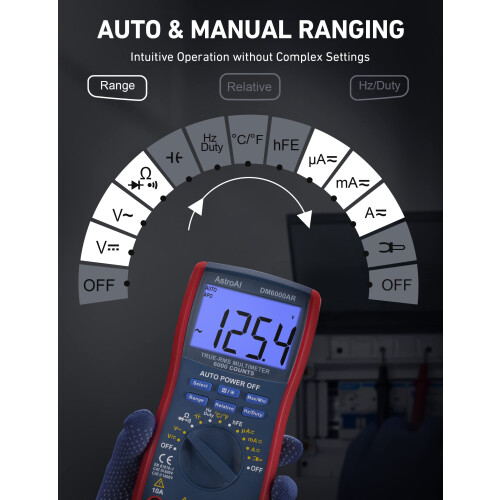 AstroAI Digital Multimeter, TRMS 6000 Counts Multimeters Manual and Auto Ranging; Measures Voltage, Current, Resistance, Continuity, Capacitance, Fre 1
