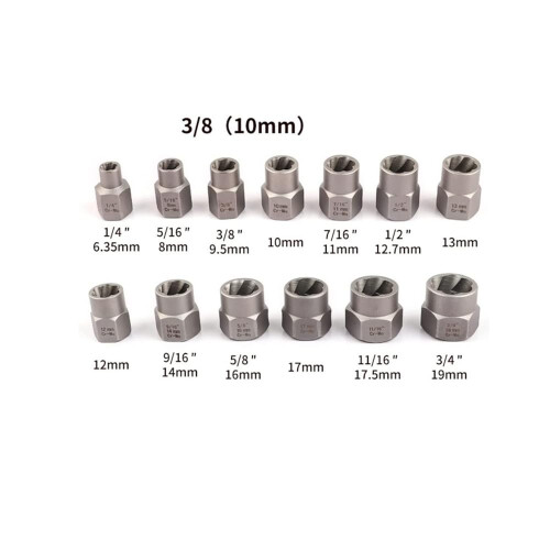 14Pcs Impact Bolt & Nut Remover Set, Stripped Lug Nut Remover with Hex Adapter Extraction Socket Set for Removing Bolts and Nuts with Solid Storage C 2