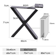 INMOZATA Heavy Duty Industrial X Shaped DIY Furniture Legs Set of 2 with Screws for Coffee Table, Desk, Breakfast Bar, Stand, Bench (W50cm X H71cm)