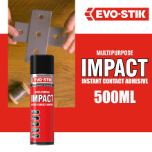 EVO-STIK Impact Instant Contact Adhesive Spray - 500ml - Multipurpose High-Strength Contact Glue - Bonds Instantly on Contact - Fast Drying