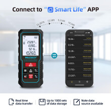 70M Laser Measure Device with Phone App, MiLESEEY Laser Meter with Electronic Tilt Sensor, 2mm Accuracy, Pythagoras, Area and Volume, 2"LCD Backlit,