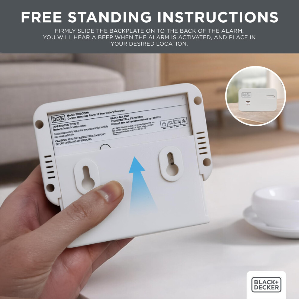 Black+Decker Carbon Monoxide Alarm And Detector. 10 Year Battery Life With Built In Lithium Battery. Easy To Install Co Alarm For Home. Travel Friend 5002869840556