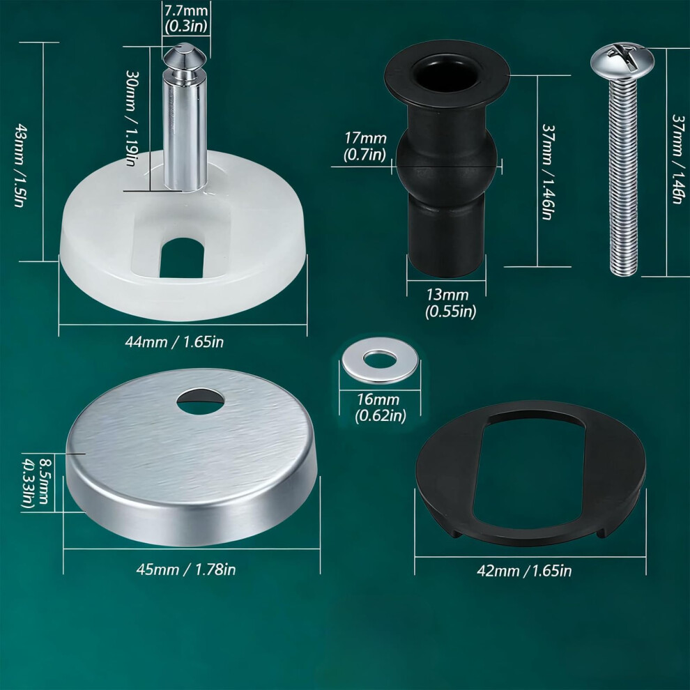 2Pcs Quick Release Toilet Seat Fixings, Universal Soft Close Hinge Replacement Kit With 2Pcs Rubber Expansion Bolts For Blind Hole Wc Toilets, Stainl 5003356722898