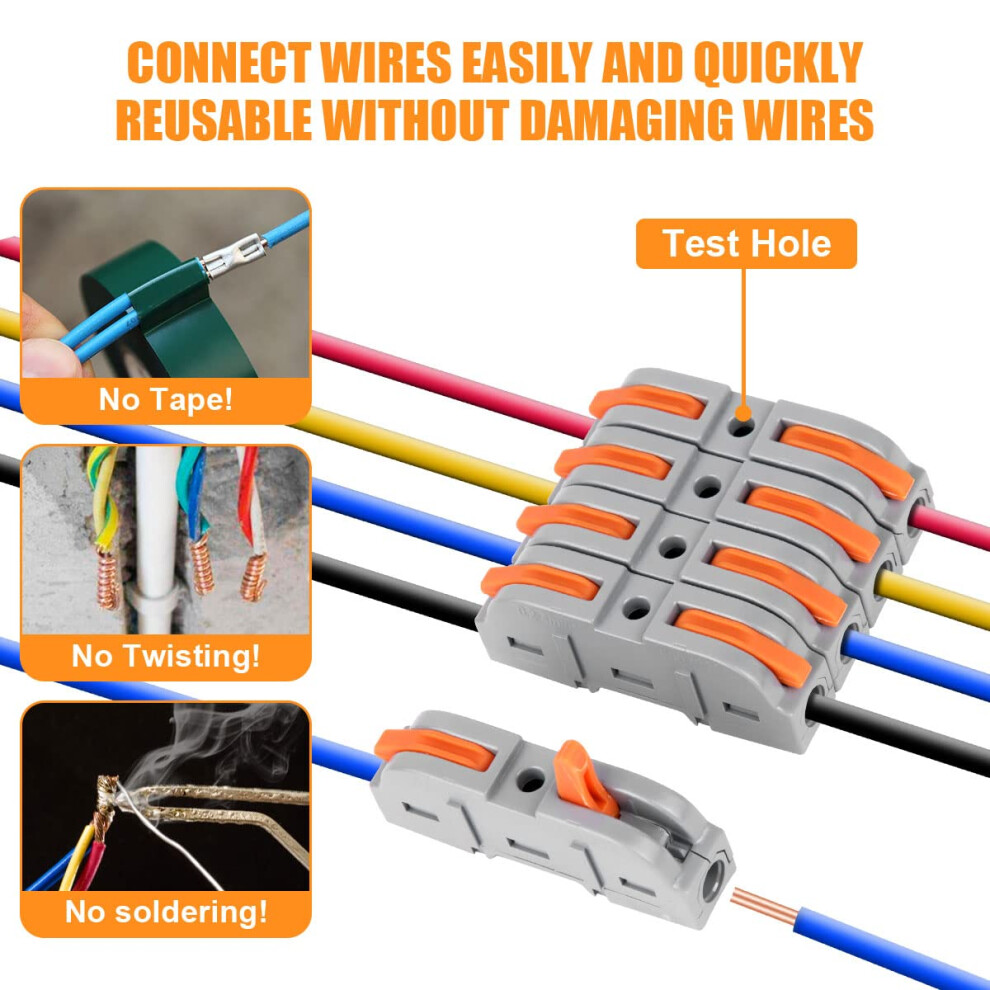 Flintronic Wire Connectors, 34Pcs Electrical Connectors Quick Dual Wire Terminal Block, 2 Pin Peel-Free Push-Type Design Connectors, 18-22Awg Wire Qu 5009636725153
