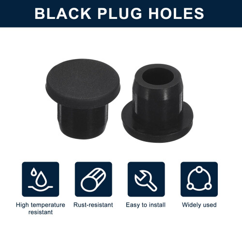 sourcing map 5 Pcs Black Plug Holes, Waterproof Rubber Button Plug for 11mm / 0.43" Hole 1