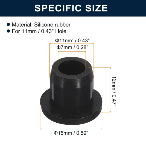 sourcing map 5 Pcs Black Plug Holes, Waterproof Rubber Button Plug for 11mm / 0.43" Hole 2
