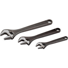 Bahco BHADJUST 3 ADJ3 Set of 3 Adjustable Wrenches (8070/8071 / 8072), Grey, 16 degree head angle