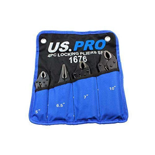 us pro US PRO 4pc Locking Pliers Set 5" 6.5" 7" 10" Mole Vice Clamp 1676