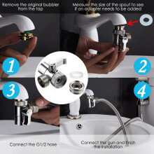 Home Handheld Bidet Baby Toilet Set with Faucet Spray, Hose and Fitting, Perfect for Washing Hair or Wash Basin (Silver)