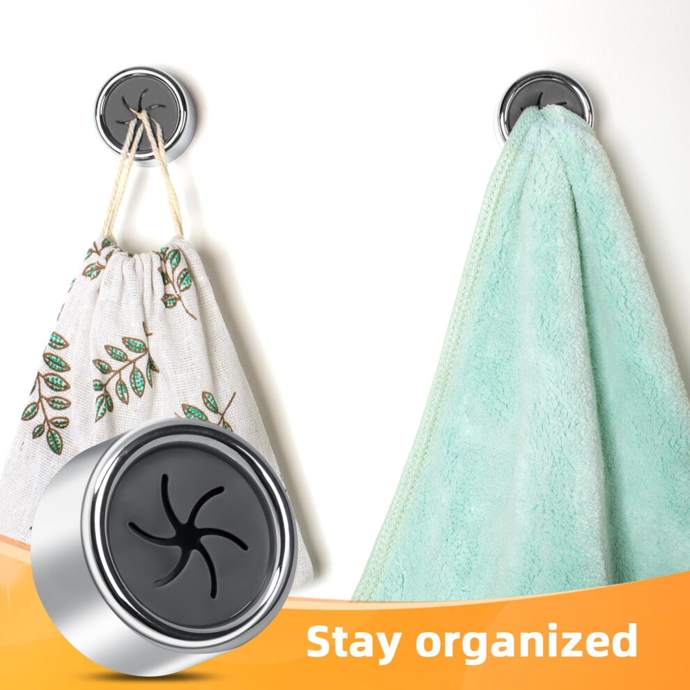 Alyvisun 6Pcs Self-Adhesive Tea Towel Holders, Round Bathroom Tea Towel Hooks Stick On Wall, Push In Suction Kitchen Holders For Towels/Rags/Gloves/B 5007165146494