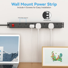 Surge Protected Extension Lead 3M, HANNELORE 7 Way Power Strip with Switch, Power Distribution Unit PDU Rack Mount Power Strip, 13Amp Multi Plug Exte