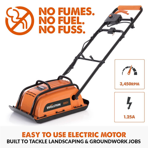 Evolution Power Tools H320-E Hulk Electro Plate Compactor, Electric - Ideal For Levelling Pavement, Artificial Turf Ground Preparation, Patio, Blockw 1