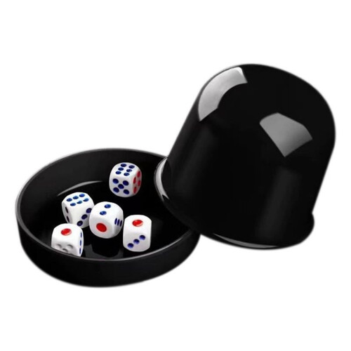 2X Plastic Poker Dice Cup Set with 10 Dices Shaking Cup Drinking Board Game Dice Box Black 1