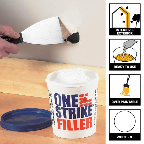 Everbuild Sika One Strike Multi-Purpose Ready to Use Filler, White, 1 Litre 1