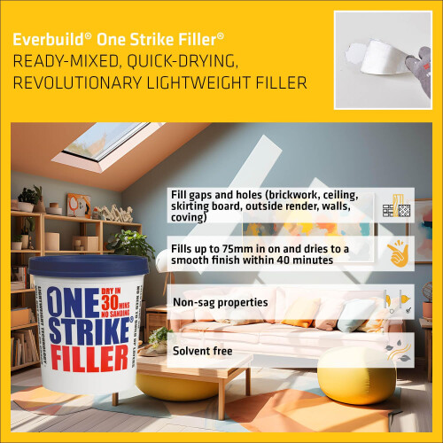 Everbuild Sika One Strike Multi-Purpose Ready to Use Filler, White, 1 Litre 2