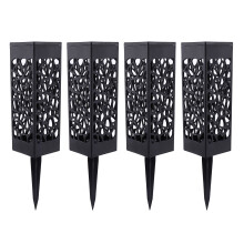 Solar 4 pcs Powered Garden Post Lights Waterproof LED Outdoor Patio Yard Lawn Warm White