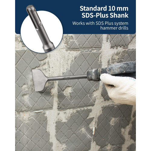 SDS Chisel Bits Fireocre SDS Plus Tile Chisel 250 X 75 mm, Angled Wide Spade Chisel for SDS Plus Hammer 2