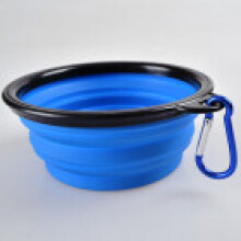 (Blue)Mangiatoia portatile per cani animali domestici in silicone pieghevole da viaggio mangiatoia cibo ciotola