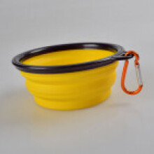 (Yellow)Mangiatoia portatile per cani animali domestici in silicone pieghevole da viaggio mangiatoia cibo ciotola