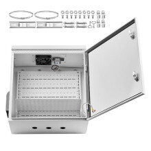Außen-Elektrobox aus kaltgewalztem Stahl - Duoku - ausgestattet mit einem Thermostat und einem Ventilator, mit Regenschutzdeckel