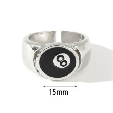 2X 8 Pool Ring,Adjustable Number Black 8 Eight Pool Billiard Ring, for Pool Lovers, Billiards Men'S Ring