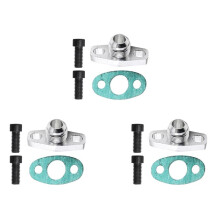 3X AN10 Turbo Oil Return Drain Flange Adapter Kit for Garrett GT28 GT30 GT35 T25 with M8X1.25mm Bolts Silver