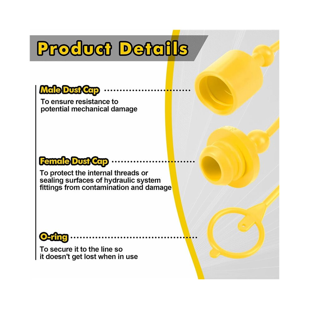 20Sets Hydraulic Dust Caps & Plugs Set, Quick Coupler Cover Hydraulic Hose Dust Cap For 1/2Inch Flat Face Couplings 6032997406613