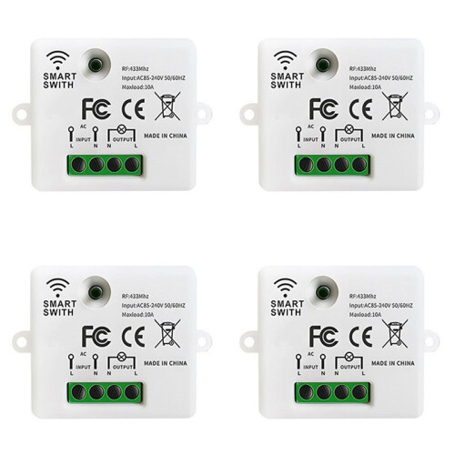 4X RF 433Mhz Light  Wireless Panel 10A   Remote Control Relay Receiver Module Transmitter for Bedroom