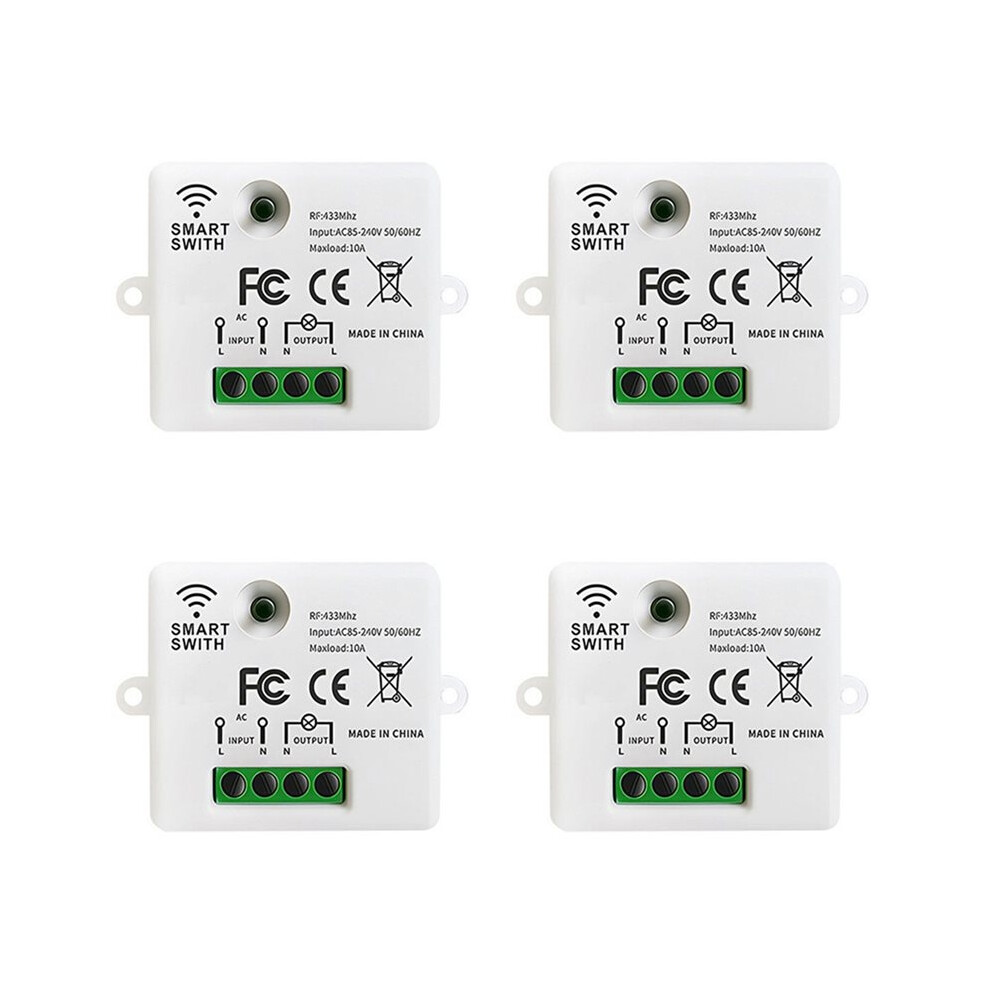 4X Rf 433Mhz Wireless Panel 10A Remote Control Relay Receiver Module Transmitter For Bedroom Light 6031490615843