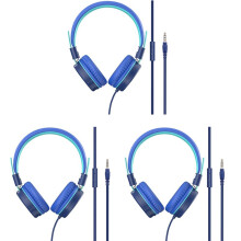 3X Adjustable Folding Wired Headset for Kids 3.5mm Plug, -Ear Headphones with Mic for Online Classes