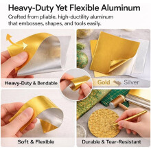 Embossing Foil Sheets, Gold & Silver 40 Pack 6x6in Aluminum Metal for Crafts, Tooling, Engraving, Card Making & Decor