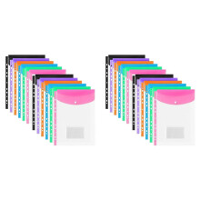 A4 Plastic Mapjes, 24 Stuks, Uitvouwbare Documentenmappen met Drukknop voor School, Kantoor, Thuis, Reizen