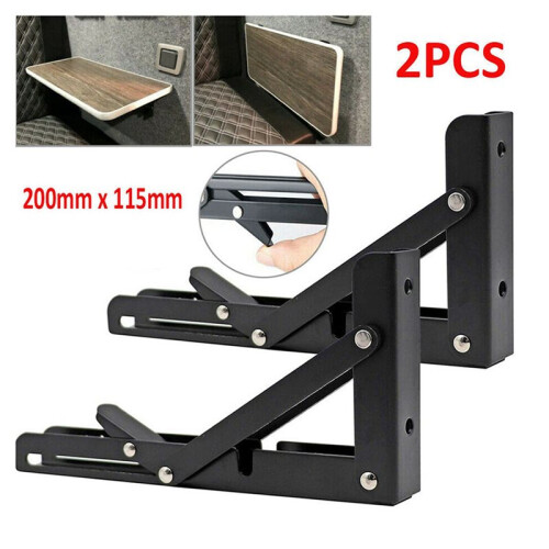 8Pcs Campervan Folding Bracket Table Shelf Motorhome Caravan Black Finish Stainless Steel  Folding Bracket 2