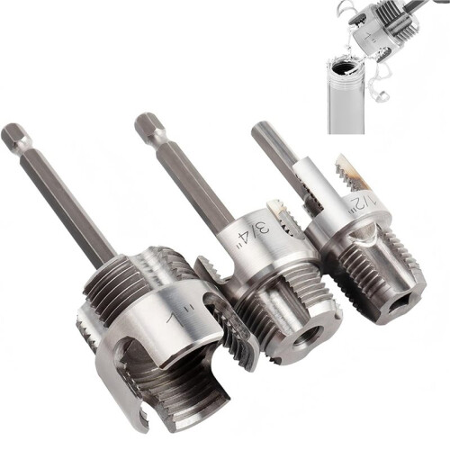 6 Pcs Integrated Internal & External Pipe Threading Tool Dual-Function for 1/2 Inch & 3/4 Inch& 1 Inch PVC 2