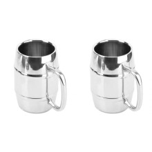 2X 500ml Double Stainless Steel Beer Cup Outdoor Camping Western Coffee Cup with Handle Insulated Portable Water Cup