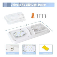 2X Luz RV, 12V LED Lights 700LM, 8W Lights, Luminária de Cúpula Dupla de Teto, Iluminação Interior para Carro/RV/Reboque/