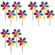 12 Stück Windräder für Den Garten, Bunte Blumen-Regenbogen-Gartenwindmühle, Windrasen-Windräder, Gartenwindmühlen