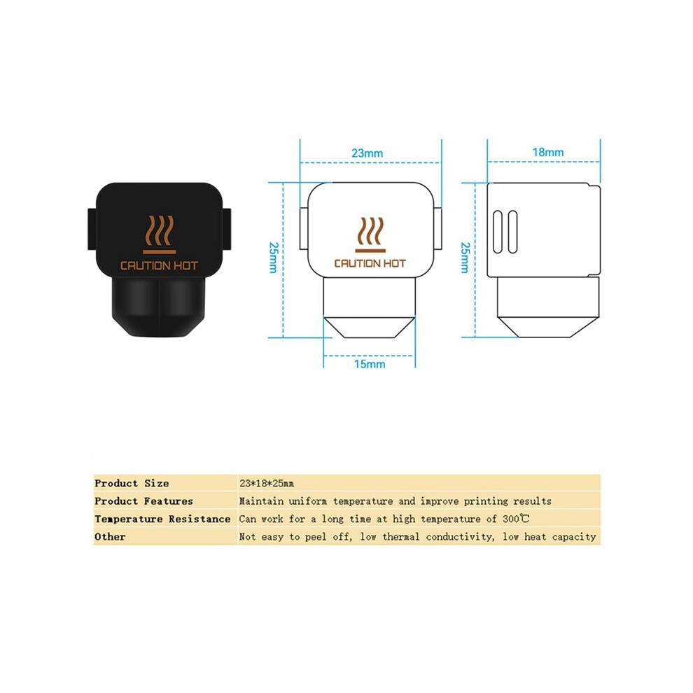 Hotend Silicone Socks, 300 High Temperature Heater Block Silicone Cover For Bambu-Lab A1/A1 20Pcs 6033681203303