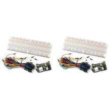 2X Kit de Module D'Alimentation pour Platine D'Expérimentation MB102 avec Platine D'Expérimentation Sans Soudure à 830 Points et 65 Fils de Liaison