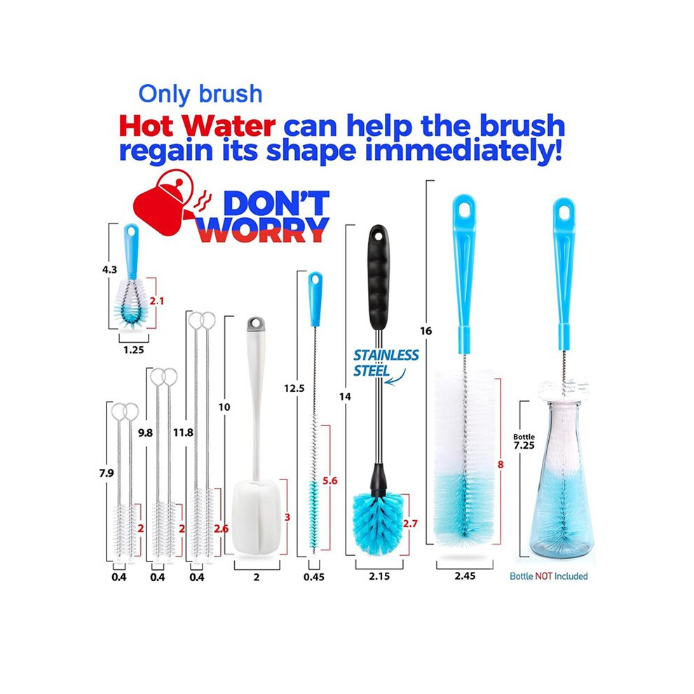 3X Bottle Brush Tube Cleaning Set, Long Handle Bottle Cleaner For Washing Narrow Neck Beer Bottles 6031769578909