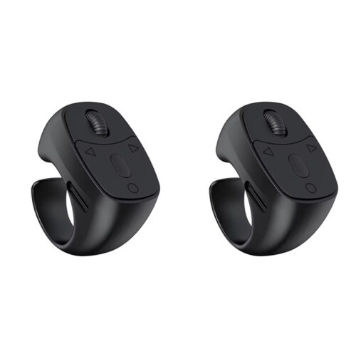 2X BT 5.3 Remote Control Mouse Video Flipping and Browsing Finger Ring Mouse Fingertip Remote Control Page Turner Black 1