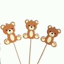 40x Cartoon Bear Cake Toppers Cute Bear Paper Tags for Kids Happy Birthday Party Decorations DIY Gifts Packaging